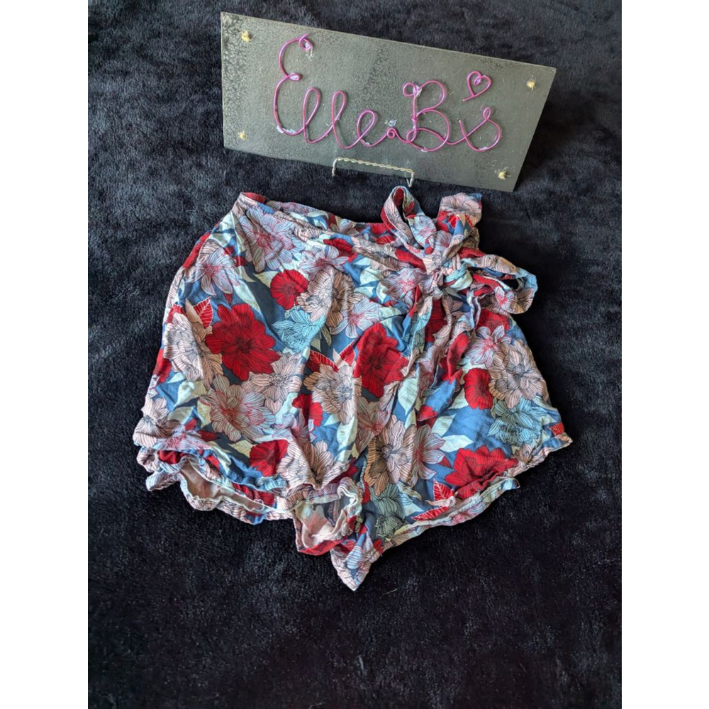 EUC Joana Red White Blue Floral Side Tie Skirt S